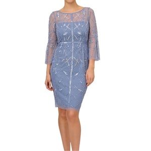 ⚜️ ADRIANNA PAPELL formal sheath dress Sz 14 NWT beaded boat neck